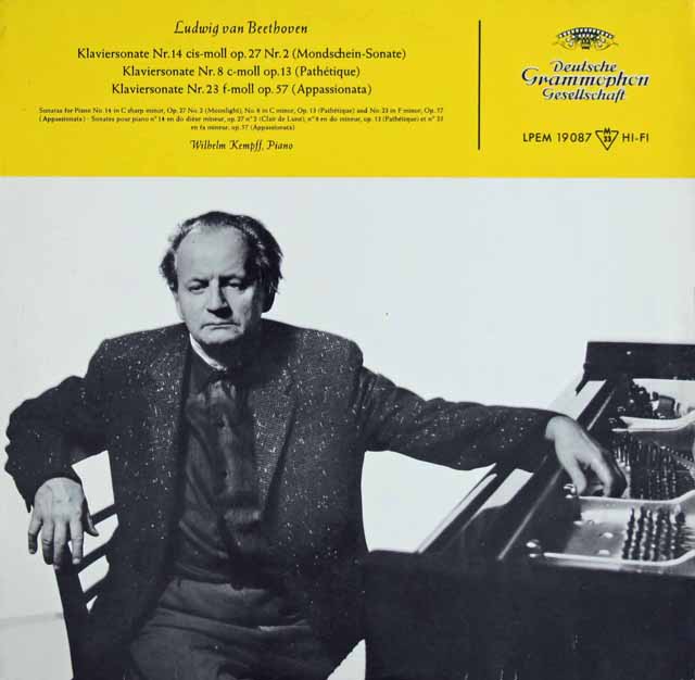 ケンプのベートーヴェン/ピアノソナタ「月光」、「悲愴」、「熱情」　独DGG　2996　LP レコード