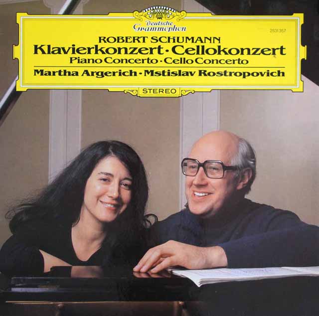 アルゲリッチ、ロストロポーヴィチのシューマン/ピアノ協奏曲、チェロ協奏曲　独DGG　3596　LP レコード