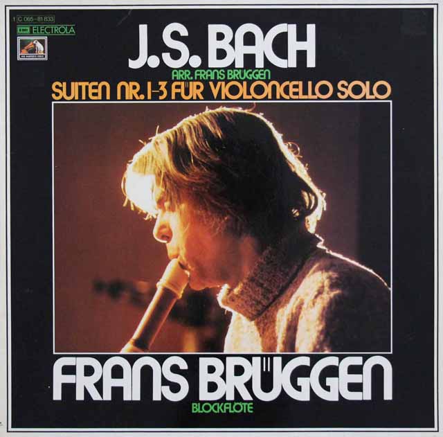 3226　LP　レコード　ブリュッヘンのバッハ/無伴奏チェロ組曲第1～3番（リコーダー版）　独EMI