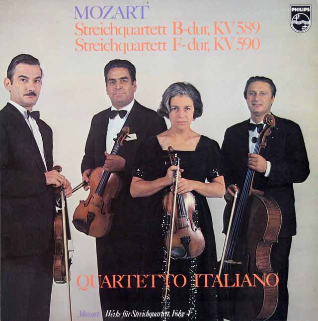 イタリア四重奏団のモーツァルト/弦楽四重奏曲第22&23番　蘭PHILIPS　3520　LP レコード